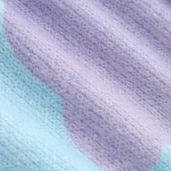 Cider Blue Wool Blend Sweater Patchy Rainbow Long Sleeve Size Large Fairy - Picture 7 of 7